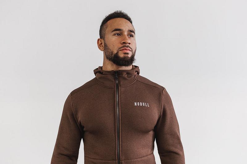 Brown Nobull Performance Zip-Up Men's Hoodie | CA R1554V